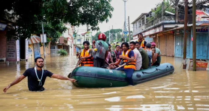 Heavy water pumps operate at critical Agartala junctions to remove accumulated rainwater and reduce urban street flooding.