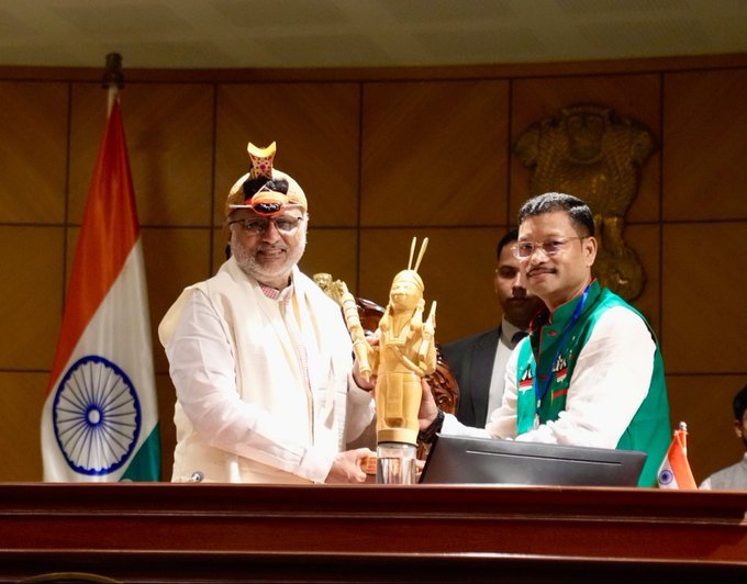 Vice-President C.P. Radhakrishnan addresses the Arunachal Pradesh Legislative Assembly during a special session in Itanagar.
