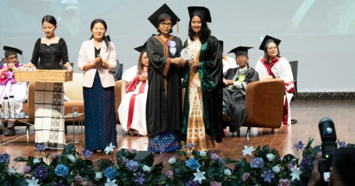 Graduates and dignitaries attend the 26th Graduation Ceremony of RIPANS in Aizawl.