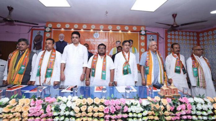 BJP central leadership meets Tripura leaders to chalk out strategy for Village Committee polls