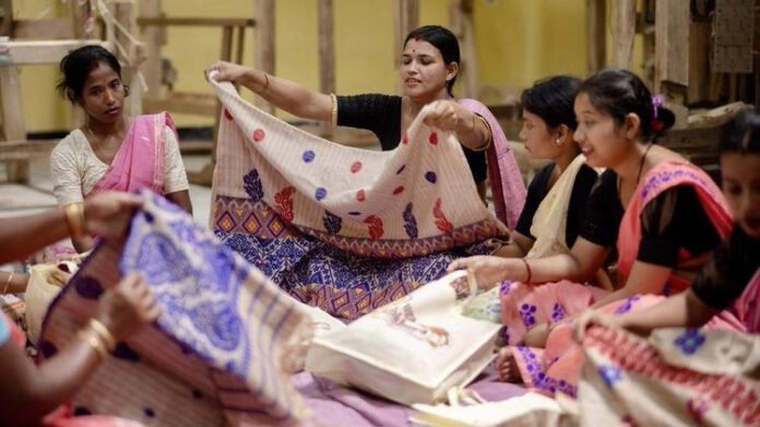AA2cq2eV Assam: Dhemaji women's cooperative records Rs 5.30 lakh bulk order for muga silk mekhela chadors