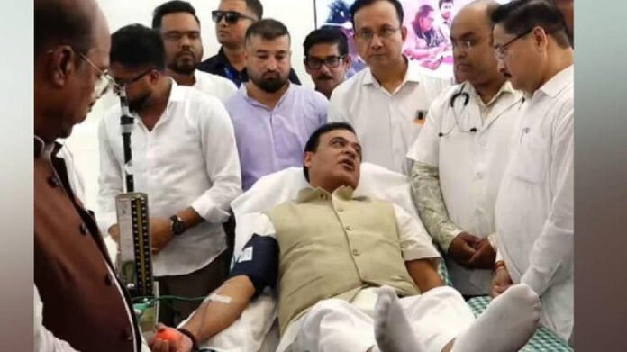Himanta Biswa Sarma donates blood at BJP office in Guwahati to mark Zubeen Garg's death anniversary