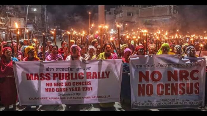 Protesters in Manipur demand an NRC update before the next Census amid continuing demonstrations.