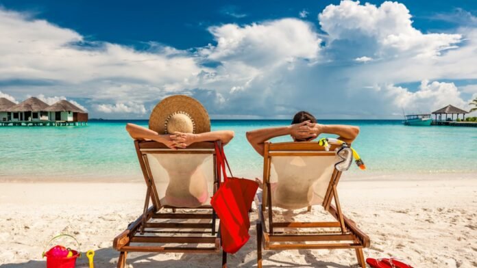 people chilling on the beach